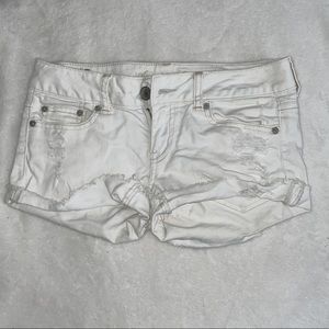American Eagle white stretch denim shorts